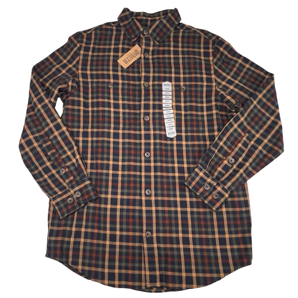 Duluth Free Swingin' Flannel Shirt Men's Size M Slim Fit Brown Plaid Cotton NWT